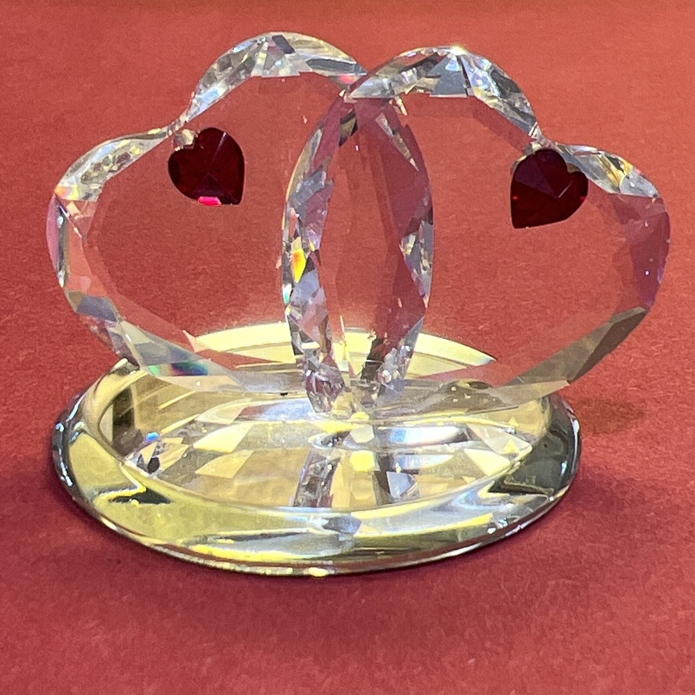 VTG CFL Crystal De Lites By Manon Double Twin Hearts Figurine